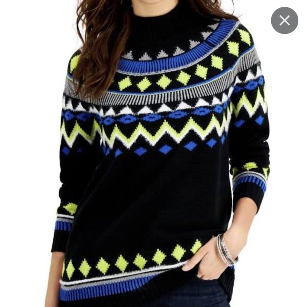Fair Isle Mock-Neck Sweater